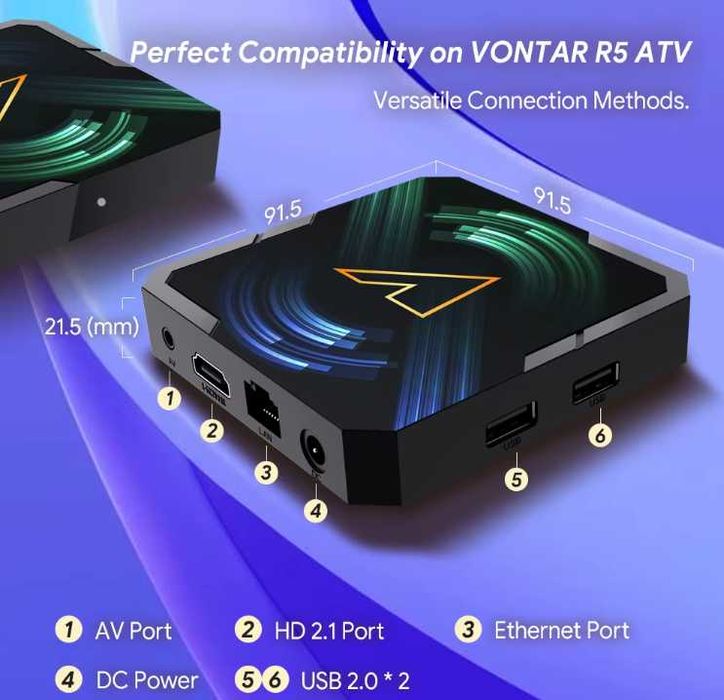 ТВ-приставка VONTAR R5 ATV  Android 14 с процессором Realtek1325