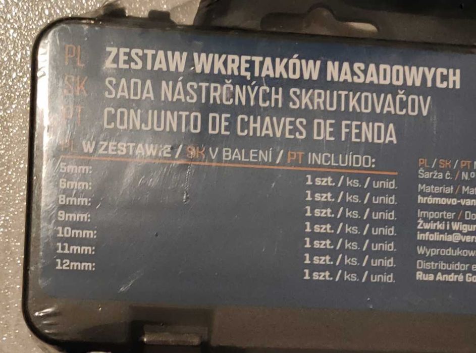 Zestaw wkrętaków nasadowych 5-12mm nowe