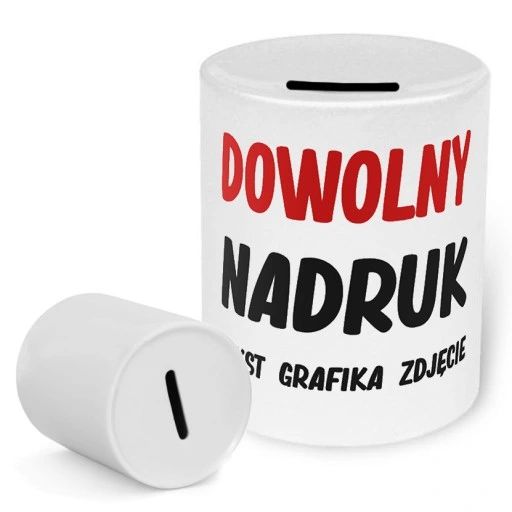 skarbonka z własnym nadrukiem - twoim zdjęciem, grafiką, tekstem - prezent