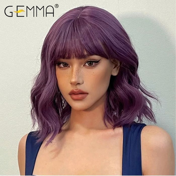 Парик женский короткие волосы, фиолетовые волосы