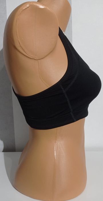 Biustonosz sportowy czarny na ramiączka bez gąbki crop top H&M Sport S
