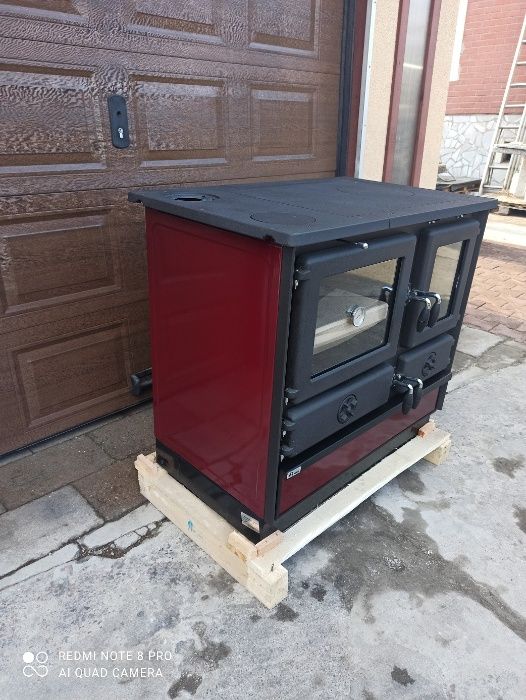 Magnum kuchnia żeliwna z piekarnikiem, wiśniowa, prawa