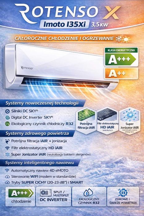 Klimatyzacja 3.5 kW z montażem Rotenso Imoto 3,5 kW A+++