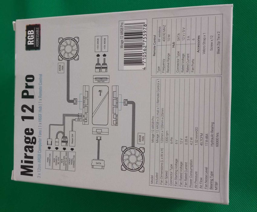 Pack de 3 ventoinhas ARGB Mirage 12 PRO AeroCool  com Comando Remoto