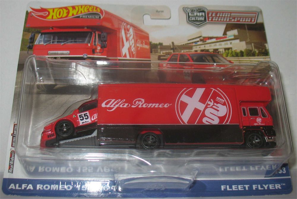 Hot wheels premium team transport tt alfa romeo 155 v6 ti fleet flyer