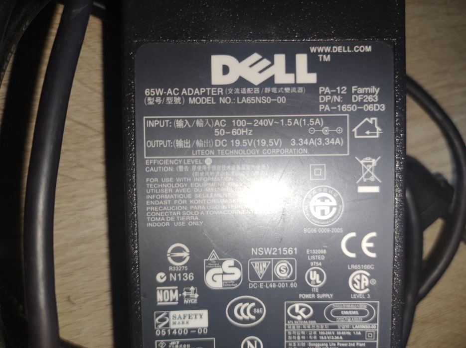 Carregadores/Adaptadores AC DELL  Model-LA65NS0-00