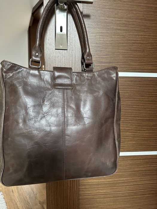 M Genuine leather sliczna torba skorzana z wlosiem