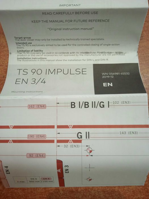 Dorma Samozamykacz TS90 IMPULSE z szyną ślizgową