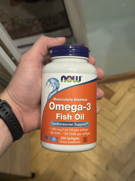 Омега 3 NOW Foods 200шт 1000мг 1000mg Риб'ячий жир, рыбий жир США Omega 3