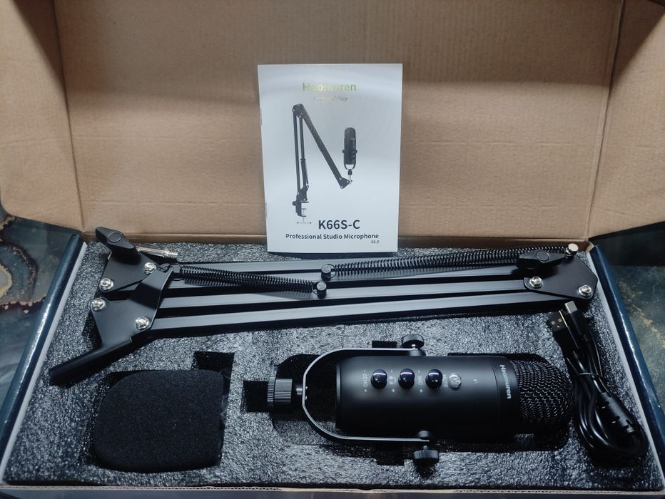 Конденсаторный USB-микрофон Haomuren (ZealSound) K66S-C

Для стримов,