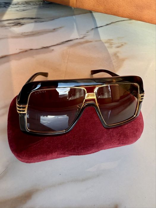 GUCCI okulary przeciwsłoneczne unisex brązowo złote