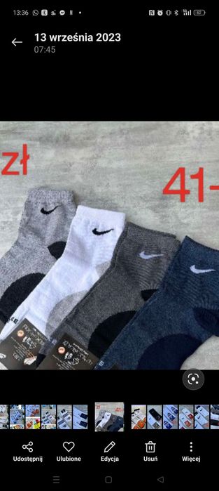 Skarpetki nike różne kolory i rozmiary