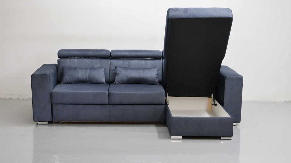 TGR NAROŻNIK funkcja spania pojemnik regulowane zagłówk niebieskoszary