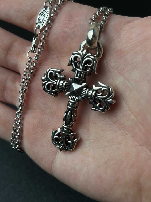 Срібна Підвіска Chrome Hearts Flame Cross | Крест Хром Хартс