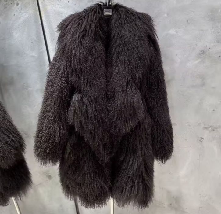 Kontantto plaszcz futro czekolada puszyste lekkie cieple xs-5xl