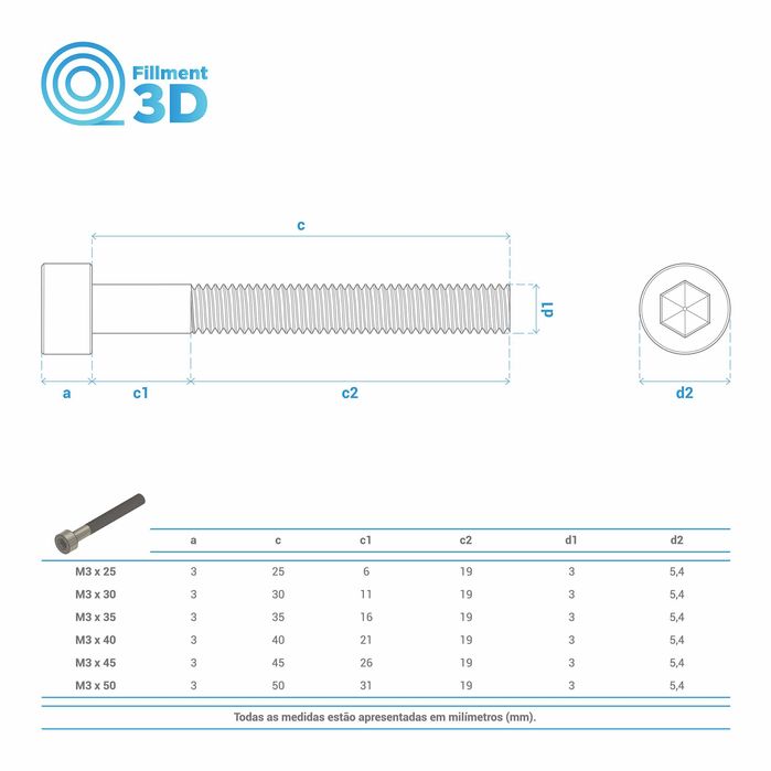 DIN 912 Parafuso sextavado interior, cabeça cilíndrica - Aço Inox A2