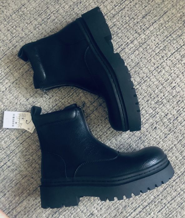Zara Man buty botki glany 44 derby skórzane eko skóra