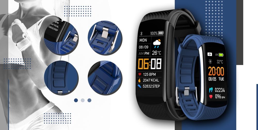 Smartwatch GIEWONT Czarno Granatowy 2 Paski GW200-6