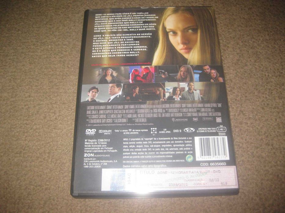 DVD "Gone - 12 Horas para Viver" com Amanda Seyfried