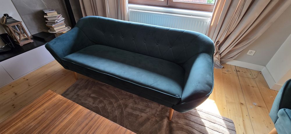 Zestaw mebli. Sofa x3 , glamour , pikowana