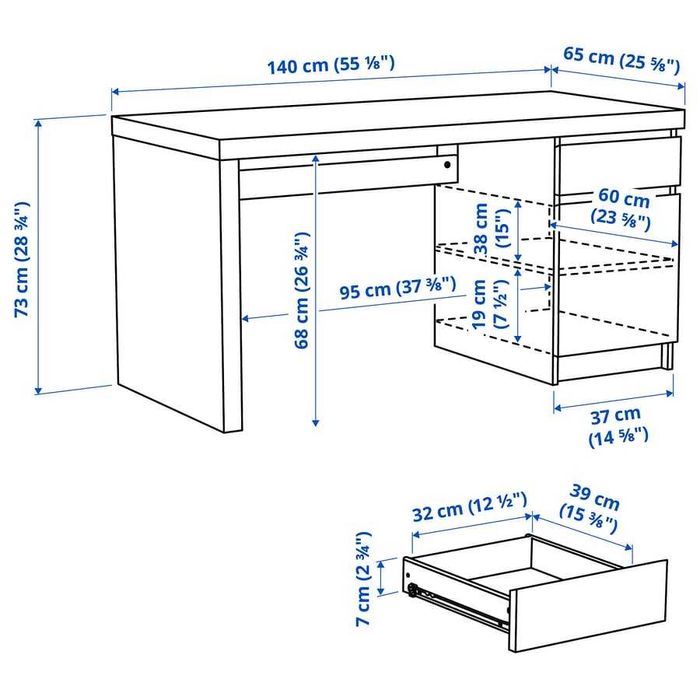 Biurko IKEA Malm białe r.140x65x73 cm-dostawa gratis