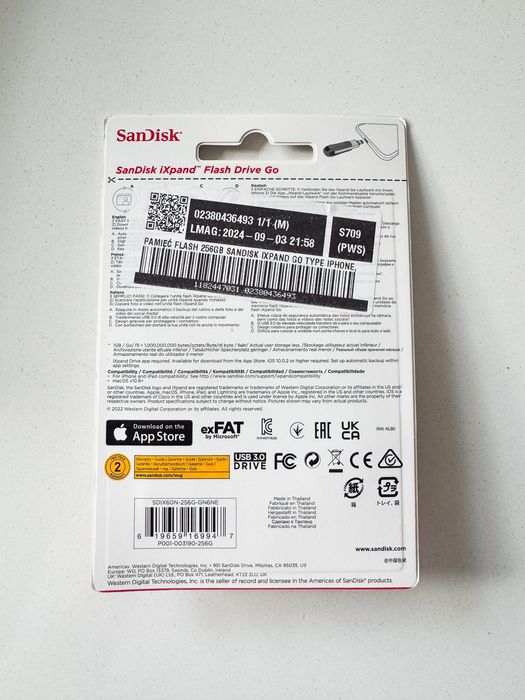 SanDisk iXpand Flash Drive Go 256 GB (USB 3.0 + Lightning)