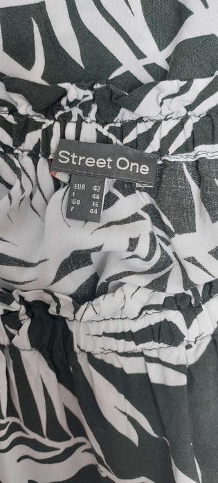Czarna bluzka w białe liście STREET ONE , R. XL