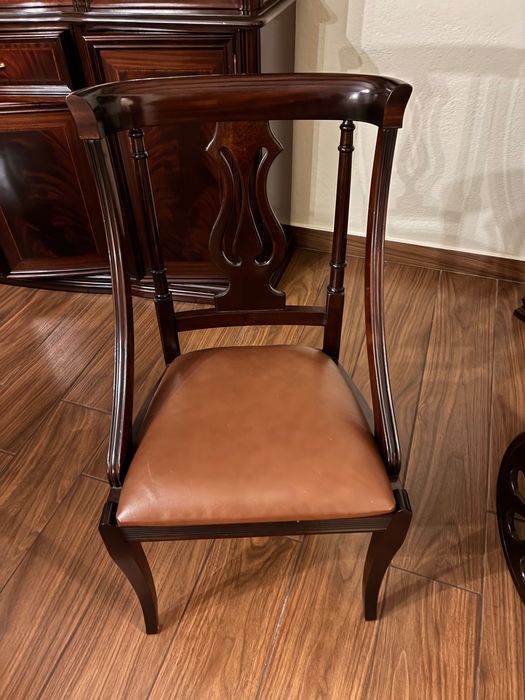 6 cadeiras de casa jantar estofos em Pele