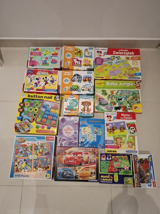 Zestaw puzzli, układanek logicznych i gier, memo dla dzieci 2-6 lat