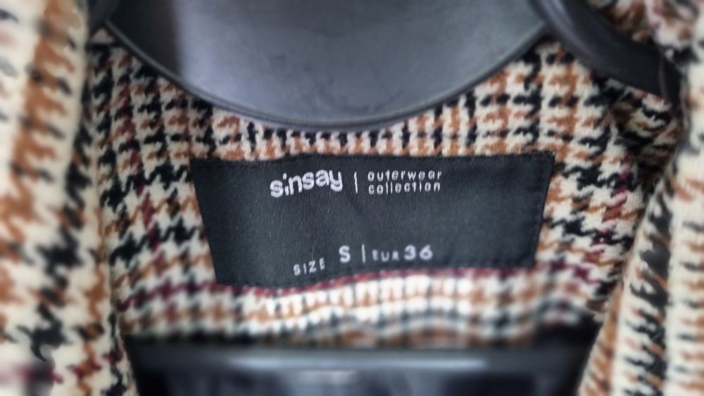 Płaszcz w kratkę Sinsay r.36