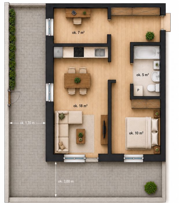 Apartamenty leśna Polana mieszkanie parter 50 m + Taras
