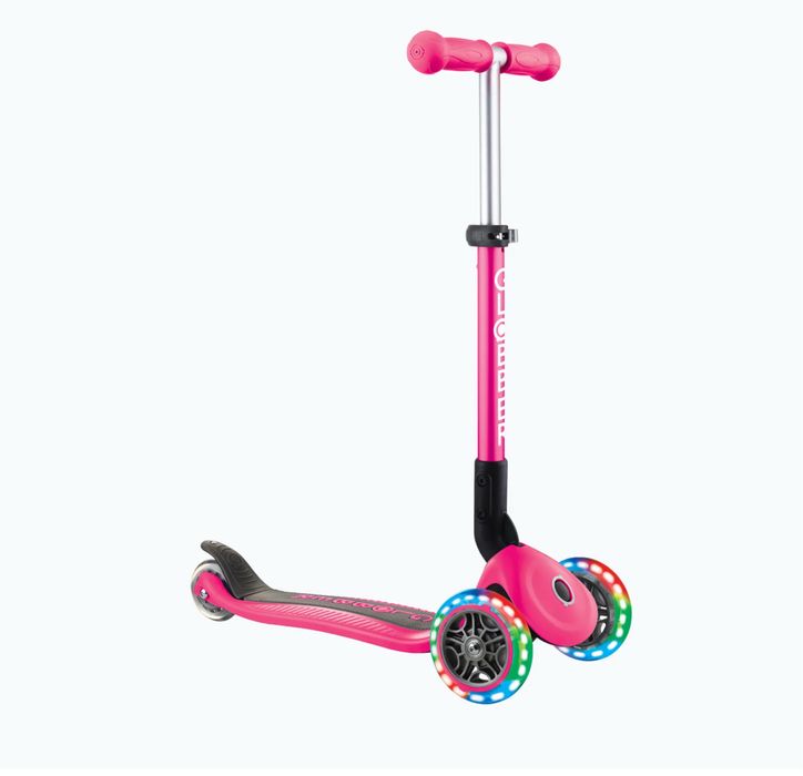 Самокат трьохколісний дитячий Globber Junior Foldable Lights deep pink