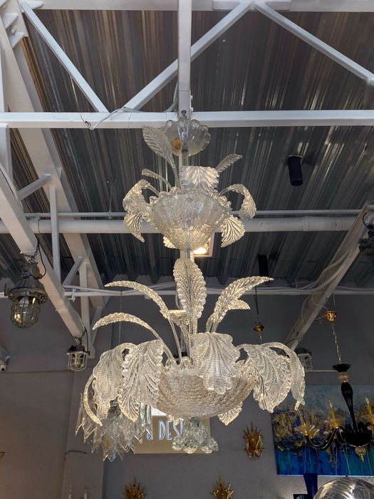 Monumentalny Zyrandol w calosci ze szkla Murano w stylu Mid Century