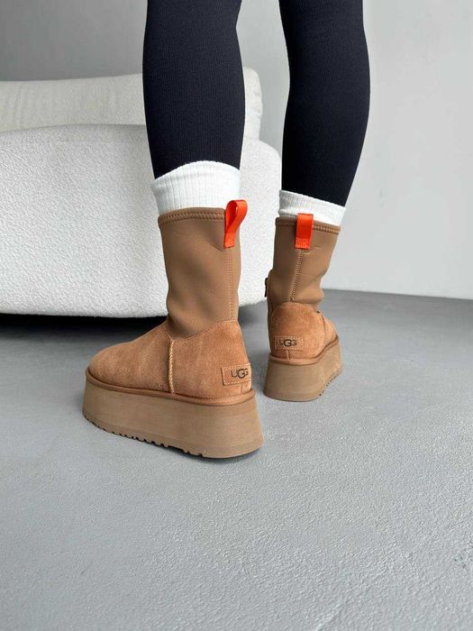 Уггі UGG Dipper Boot High Beige Classic premium натуральні замша/хутро