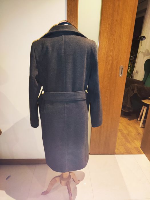 Elegancki ciepły płaszcz rozm 38 zdejmowany kaptur