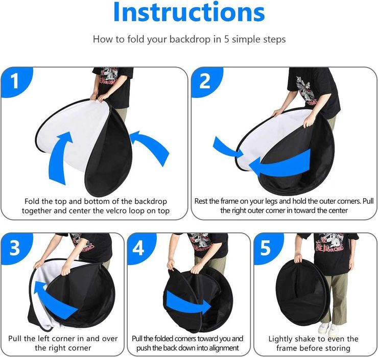 Setup Vlog Youtube tiktok insta fundo 2x1m Novo branco Preto rebatível