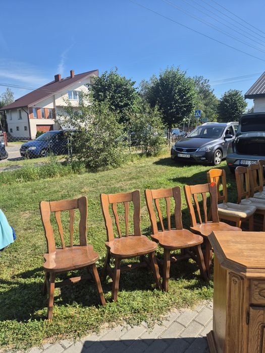 Komplet 4 krzeseł dębowych