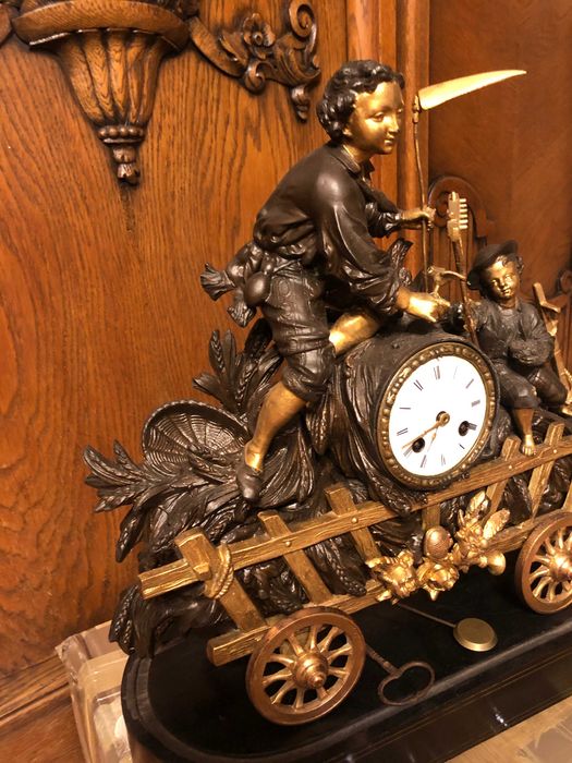 Antyk piękny i niespotykany zegar francuski Japy XIX wiek