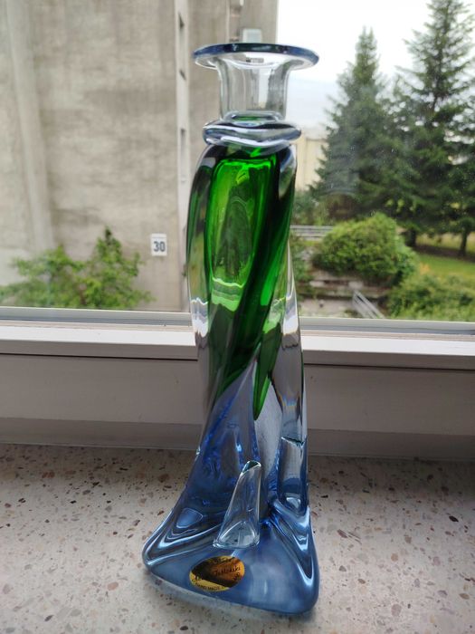 A. JABLONSKI rzadki, skrecony, krysztalowy wazon 29 cm