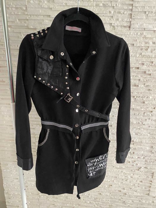 Re design sukienka - koszula ćwieki wstawki skóra