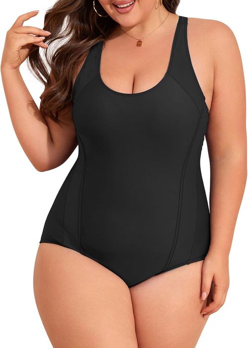 Damski strój kąpielowy jednoczęściowy wyszczuplający czarny 42/L