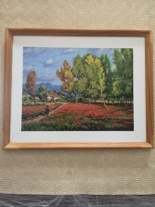 Quadro paisagem , beira mar,por do sol ,flores