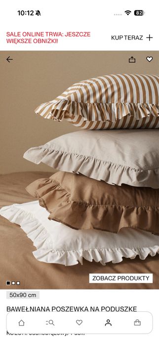 Nowa poduszka ozdobna HM home z falbanką w paski