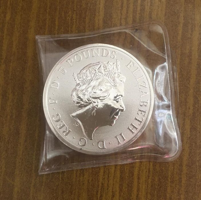 Серебряная монета Лев Мортимера Десять зверей Королевы 2020 г. 2 унц