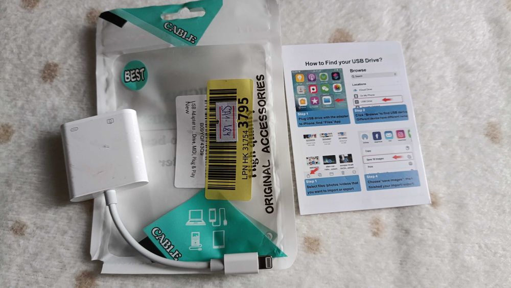 Адаптер Apple Lightning - USB для камери з портом заряджання