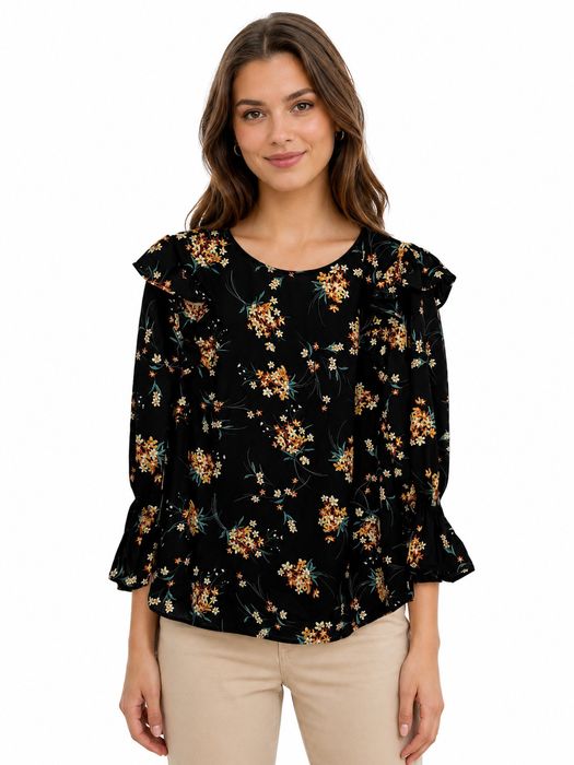 Bluzka Czarna Wielokolorowy Print M