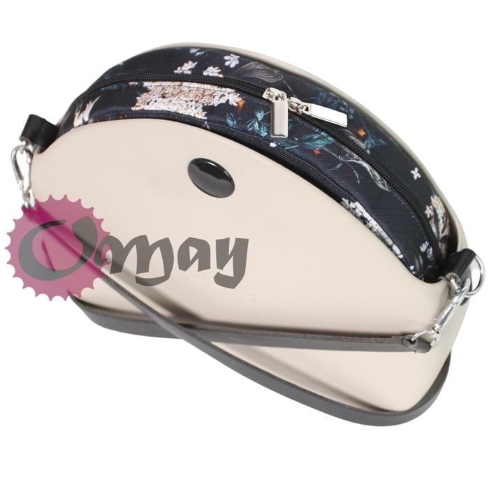 Czarny organizer do OBAG MOON LIGHT kwiaty bzy beż 2 kieszenie OMAY