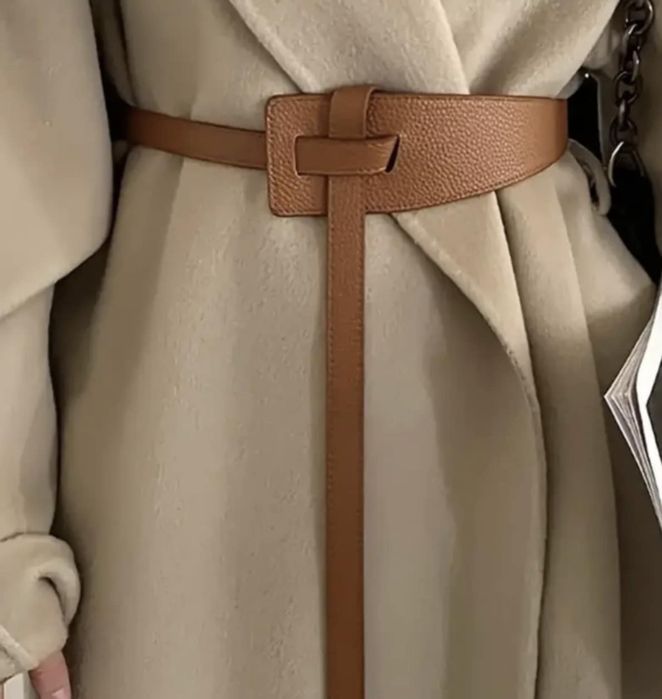 Nowy szeroki pasek z ekoskórki zaplatany do płaszcza koszuli swetra