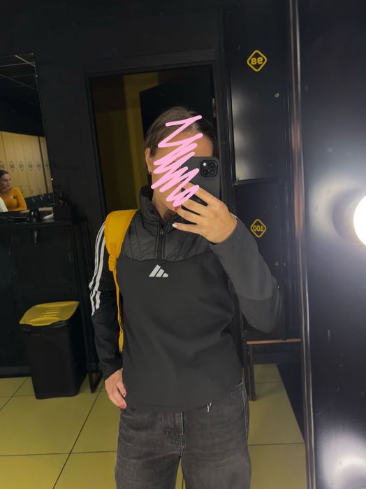 Adidas кофта 1/4 zip, чорна,  (≈ жіночий XS)