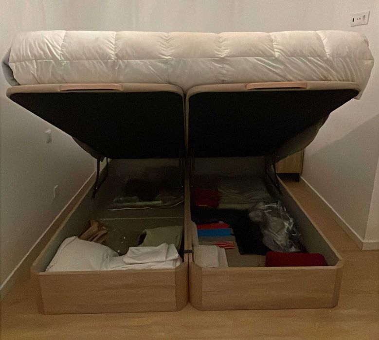 Cama 180x200cm Sommier Casal + Colchão